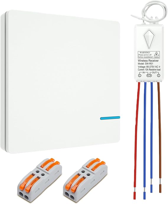 Thinkbee Wireless Light Switch Kit with Receiver for Retrofitting 1 light