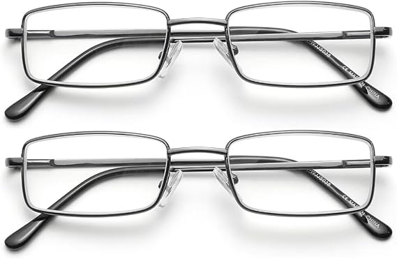 SKYWAY Mens Reading Glasses Blue Light Blocking, Fashion Metal Frame Computer Readers with Spring Hinges Anti Eyestrain/Glare/UV Ray Filter Eyeglasses