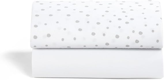 Snuz SnuzPod Bedside Crib Fitted Sheets, Grey Spot (w. white sheet)