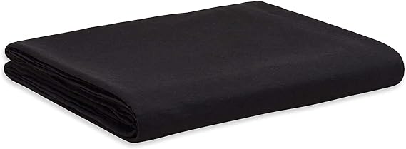 Plain Polycotton Percale Flat Bed Sheets - Premium Deluxe Hotel Quality (Black, Double)