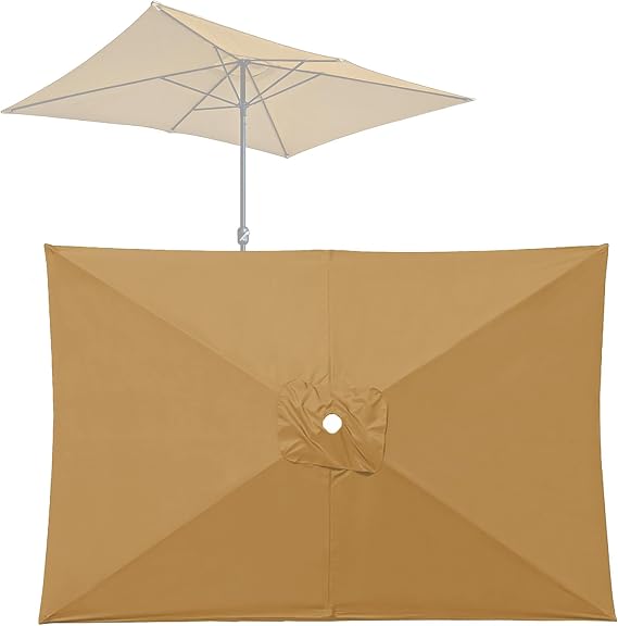 Replacement Parasol Canopy, Rectangular Garden Parasol Replacement Canopy Cover, Anti-Ultraviolet Patio Umbrella Cloth Cover Sun Parasol Umbrella for Garden Patio Beach Pool Lawn, 3X2m