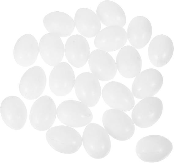 ibasenice 30 Pcs White Solid Plastic Pigeon Egg Toy for Bird Ornament
