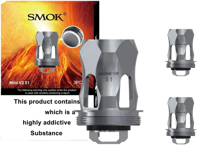 SMOK Meshed Replacement Coils - Pack of 3, Compatible with R Kiss Kit, Species Kit, TFV8 Baby V2 Tank, MTL Vaping, Haman Long Lasting Performance, No Nicotine (Mini V2 S1-0.15 Ohm)