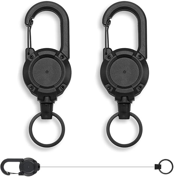 2Pcs Retractable Keychain, Heavy Duty Badge Reel with 23.6'' Steel Cord