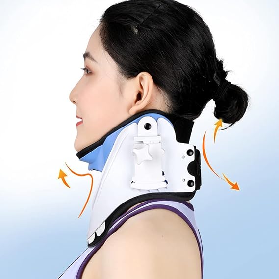 Neck Cervical Traction Device Cervical Neck Collar Adjustment Chiropractic Back Head Vertebra Recovery Tool Neck Support Brace Ideal for Spine Alignment Chronic Neck Pain Relief