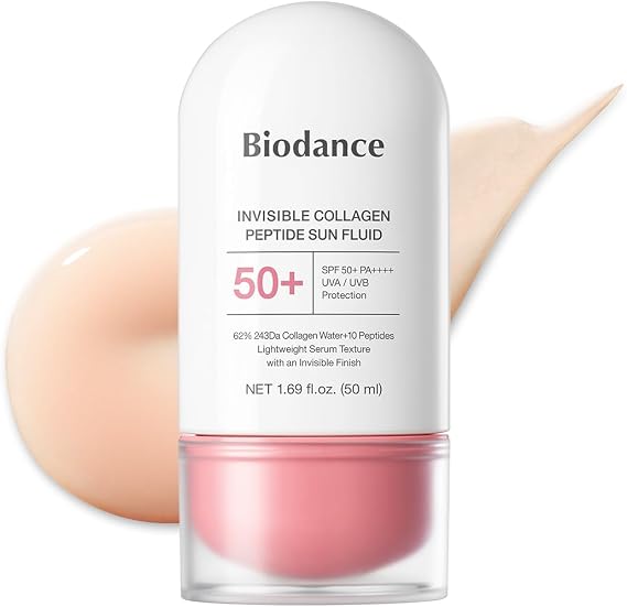 BIODANCE Invisible SPF 50+ Solar Serum with Collagen and Peptides, Lightweight Facial Sunscreen, Glow Effect, Moisturizing and Firming Korean Cosmetics (50 ml)