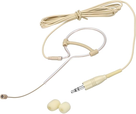 sourcing map Ear Hook Headset Microphone,w/Standard 3.5mm TRS Plug,Beige