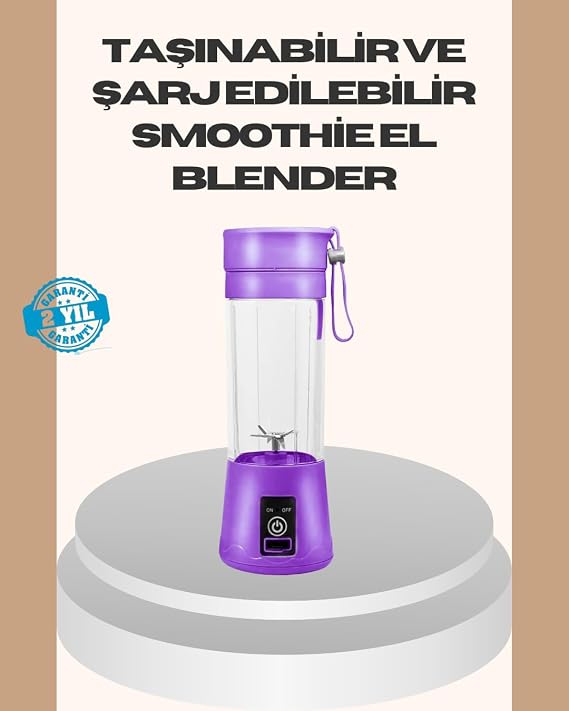YamanHobi Mini Taşınabilir Blender 380ml USB Şarjlı Detoks Smoothie Hazırlayıcı