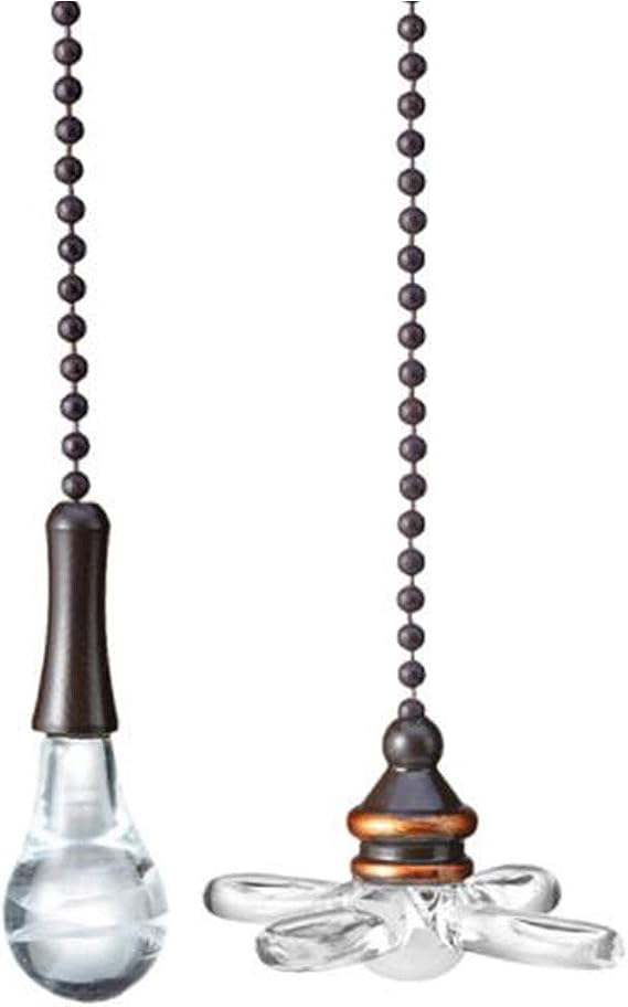 TWDRTDD Ceiling Fan Pull Chains, 2 Pieces Pull Chain Connector,Fan and Light Bulb Beaded Shaped Pendant with 3mm Diameter Copper Beaded Ball (ORB, 6inch)