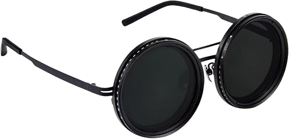 Adjustable Tint Sunglasses - 1-9 Gear Polarized Glasses Stepless Tint Sunglasses, Round Shade Lens Filter Lentes Eyewear Accessories for Men | 調整可能なアイウェアアクセサリー運転用の丸いシェードレンズ