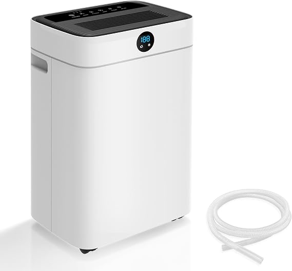 Powerful Dehumidifier for Bedroom, 24H Timer, Auto Shut-Off, Auto-Defrost, 25L/Day, Compact Dehumidifier for Home, Drying Clothes, Office, Wardrobe, Basement, Garage and RV