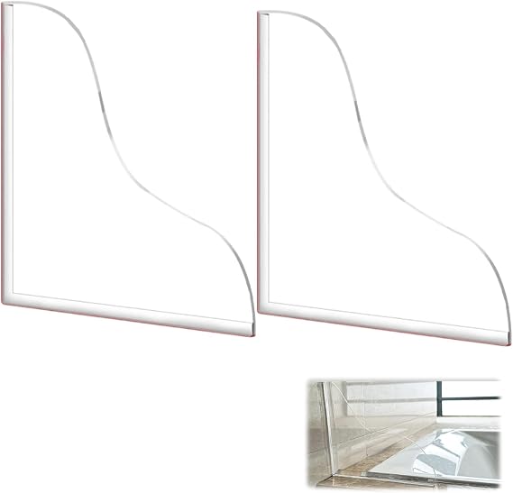 Shower Splash Guard, Bath Splash Guard, Water Splash Guard for Bathtub and Sink, 2PCS Transparent Acrylic Self-Adhesive Water Barrier, 8.6x7.4 Inch Panel for Bathroom and Kitchen Use
