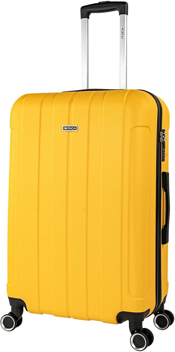 ITACA - Hard ABS Travel Suitcases - Cabin Travel Suitcase, Medium Suitcase and Large Suitcase - Telescopic Handle, 4 Swivel Wheels and Combination Lock, lemon tree, Casual