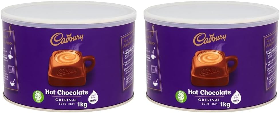 Cadbury Hot Chocolate, Original Drinking Chocolate, Swirl into Milk 1 kg Pack of 2