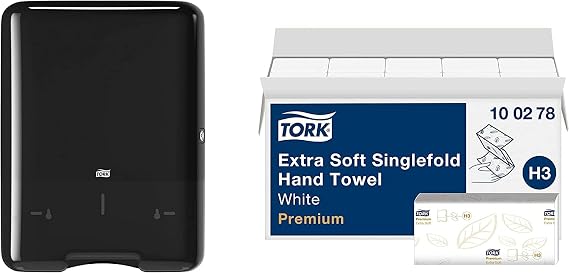 Tork Singlefold Hand Towel Dispenser + Refill Set - H3 - Singlefold Paper Hand Towels, Absorbent & Tear Resistant (15 x 250 Sheets)