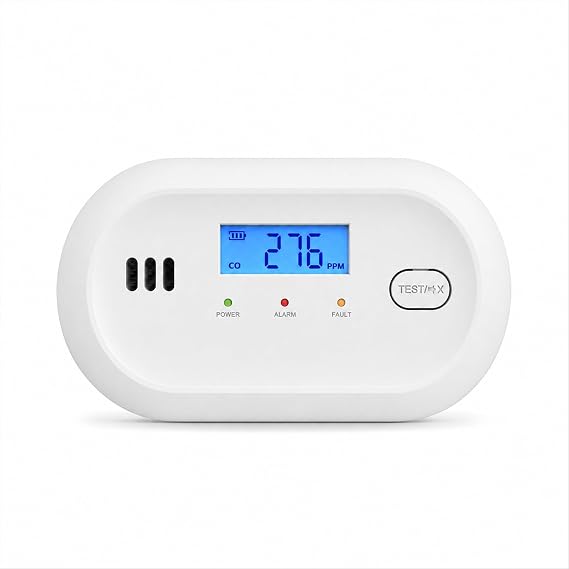 Carbon Monoxide Detector with Digital Display, Battery Powered CO Detector with Replaceable AA Batteries, 10-Year Sensor Life, 85 dB Alert, EN 50291, for Home & Travel, 1 Pack