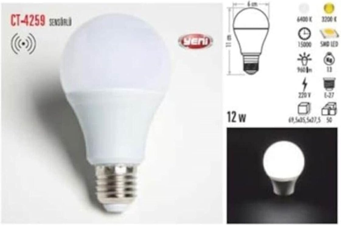 Cata Ct-4259 Sensörlü Led Ampul (12W)