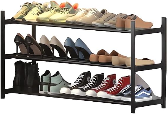 Entryway Shoe Rack Freestanding Shoe Rack Home Assembly Sturdy Simple Multi-Layer Shoe Cabinet Hall Storage Cabinet Large Capacity Storage Shoe Rack (Black)