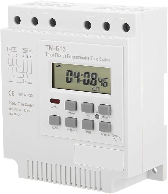 DEWIN Time Relay 3 Phase Programmable Timer Switch DIN Rail TM-163 Smart Digital Weekly Program Switch 380 V