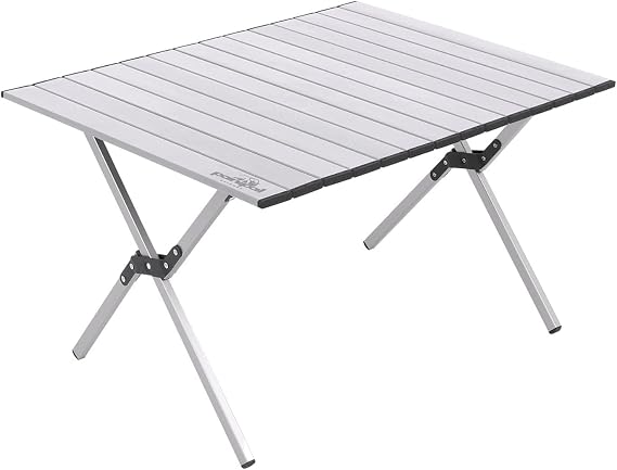 Outdoor Alüminyum Katlanabilir Kamp ve Piknik Masası, 47x59.7x82.5 cm, Taşıma Çantalı (Gri)