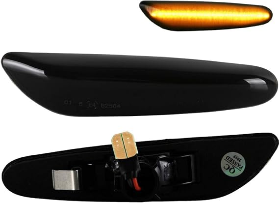 LED Side Indicator Black Smoked with E-Mark Compatible with E36 E46 E60 E61 E81 E82 E87 E88 E90 E91 E92 E93 - Please note item description