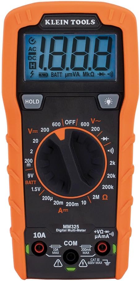 Klein Tools MM325 Multimetre, Dijital Manuel Değişen 600V AC/DC Gerilim Test Cihazı, Pilleri, Akımı, Direnç, Diyotları ve Sürekliliği Test Ediyor