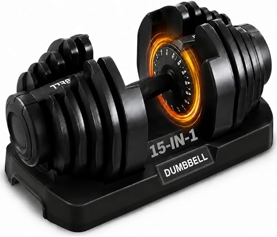 24KG/40KG Adjustable Dumbbell Weight Setting w/Secure Locking System, 15in1 /17in1 Quick Change Weights Dumbbells Set Includes Storage Dock & Non-slip,Saving Space,Pair/Single