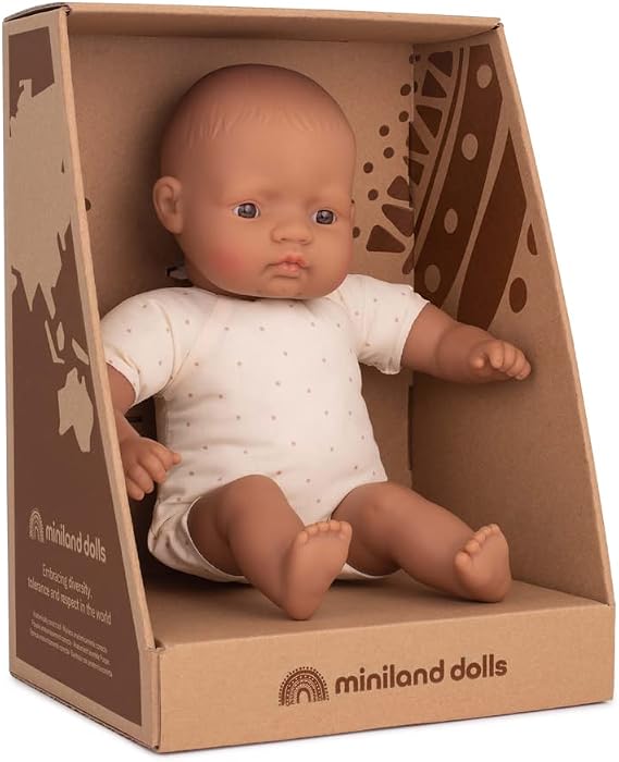 Miniland Hispanic Soft Body Doll 32 cm, in retail box underwear, Natural (31368)