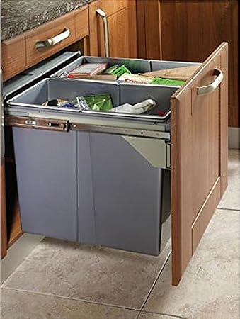 Pull Out Kitchen Waste/Recycle Soft Close Bin for 450mm Cabinet - Front Fixing Cabinets (20L + 20L)