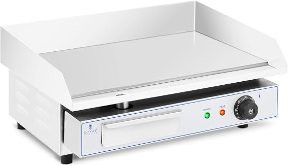 Royal Catering Fry-top Electric Iron for Hospitality RC-EG002 (Plate: 550 x 350 mm, Power: 3,000 W, Heating Surface: Smooth, Splash guard)