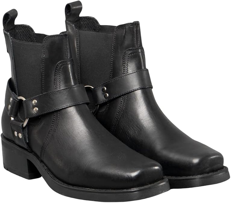 Woodland Mens Low Harley Gusset Harness Leather Boots (8 UK) (Black)
