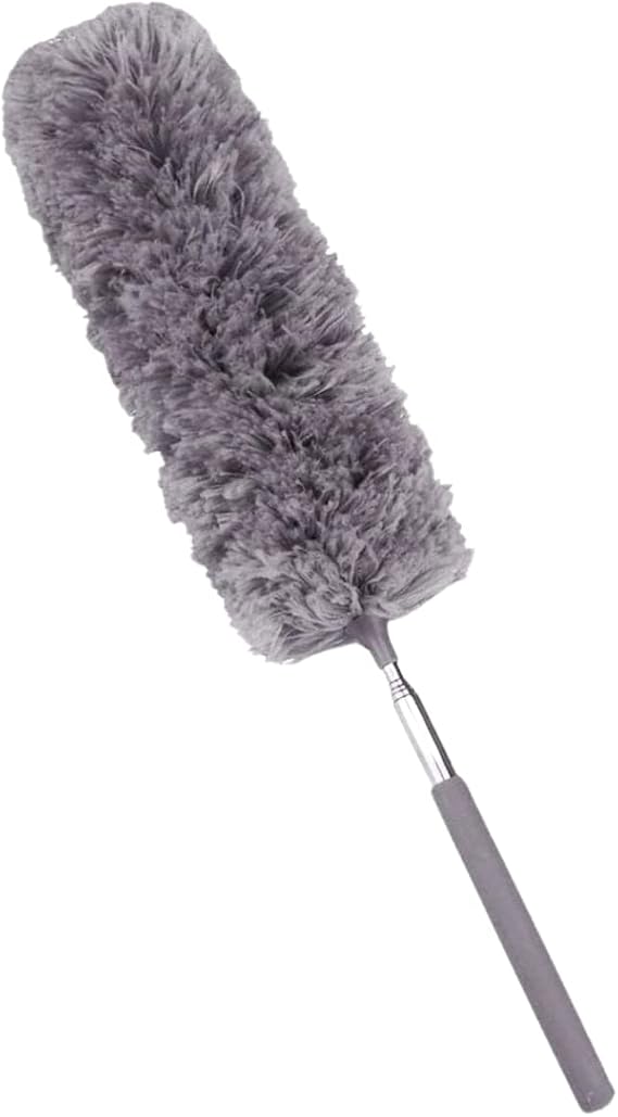 Buffer 140 Cm Teleskopik Uzatılabilir Mikrofiber Yumuşak Başlıklı Gri Toz Alma Fırçası Toz Püskülü Bükülebilir Dip Köşe Başlık