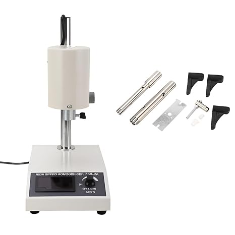 Laboratory Homogenizer, High Speed Lab Disperser & Emulsifier with 2 Homogenizing Heads, Adjustable Digital Mixer for Powder Mixing, Sample Homogenization, Liquid Blending