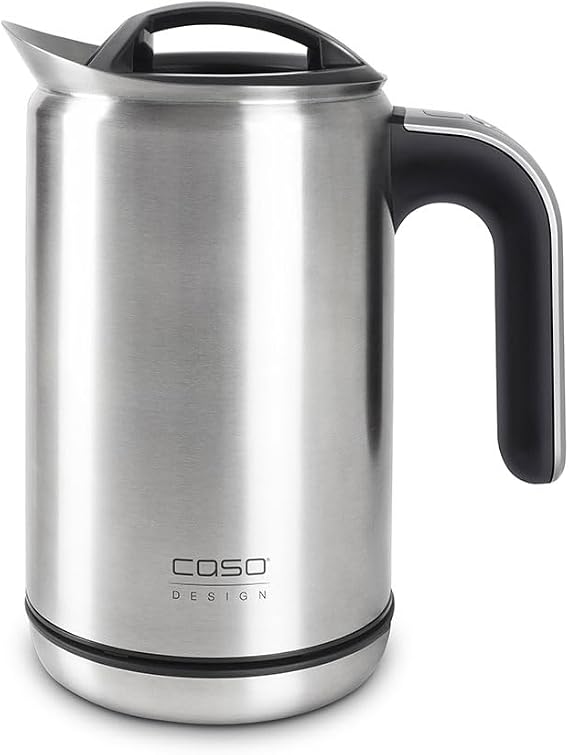 CASO WK Cool Touch paslanmaz çelik su ısıtıcısı, sıcaklık ayarı, çift duvarlı gövde: Dışarısı ısınmaz, tasarruflu 1800 Watt, gümüş [Enerji Sınıfı A+]