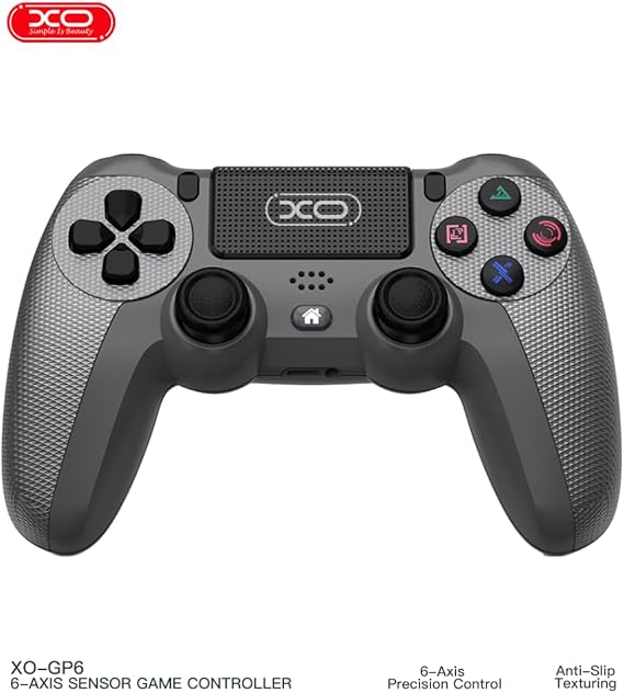 XO-GP6 Bluetooth ve Kablolu Oyun Kolu | PS4, PC, iOS, Android ve PS3 Uyumlu Çift Titreşimli Kablosuz Gamepad, 6 Eksen Jiroskop, Touchpad ve Kulaklık Jaklı RGB Oyuncu Kolu