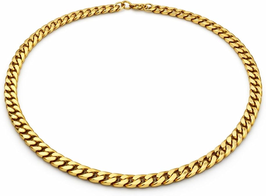 Luxury Gurmet Erkek Paslanmaz Çelik Kolye Zincir, Altın, 60 cm