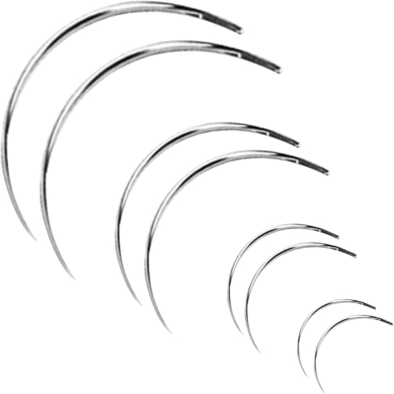 8pcs Curved Needle Set 2" 2.5" 3" 3.5", Heavy Duty Durable Curved Sewing Needle Repair Kit Assorted, Curved Hand Sewing Needles for Upholstery, Leather, Carpet Canvas Repair