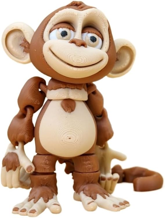 Playful 3D Printed Monkey Figurine with Articulated Joints - Adorable and Funny Desk Ornament Figurine Gift
