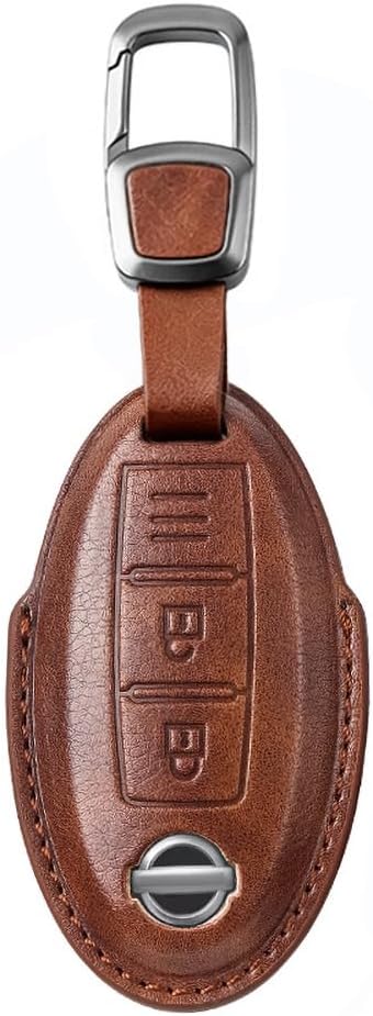 Car Key Cover Compatible with Nissan Qashqai J11 J12 Juke F15 X Trail T32 Micra K13 K14 Infiniti Q50 QX60 EX35 FX45 Brown Protective Key Fob Case