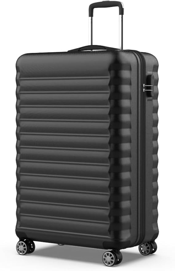 NUMADA - Large Travel Suitcase 25 kg Upfly 28' ABS (75 x 49 x 29 cm) with Combination Lock and 4 360 Double Wheels | Heavy Duty | Lightweight | Interior Compartmented | Black