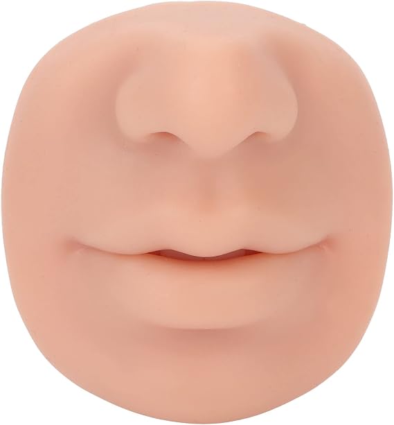 Silicone Piercing Model, Flexible Soft Imitation Nose Model, Piercing Model with Mouth Reusable Nose Displays for Teaching Practicing Piercing, Suture, Silicone Flexible Model for(Medium Skin Color)