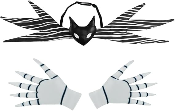 Jack Bowtie with Gloves Nightmare Cosplay Costume Neck Tie Christmas Halloween Accessories Prop for Men Women
