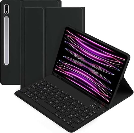 FIVEY Samsung Galaxy Tab S10 Plus / S9 Plus / S9 FE Plus ile Uyumlu RGB LED Işıklı Türkçe Q Bluetooth Klavyeli Kalemlikli Kılıf