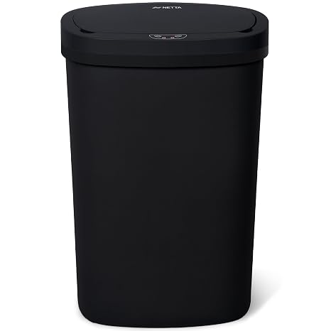 NETTA 50L Sensor Bin for Kitchen - Large Automatic Motion Sensor Waste Rubbish Bin - Touch Free Smart Bin with Infrared Lid & Non Skid Base - Electric Bin for Home, Office, Rubbish & Trash Can - Black