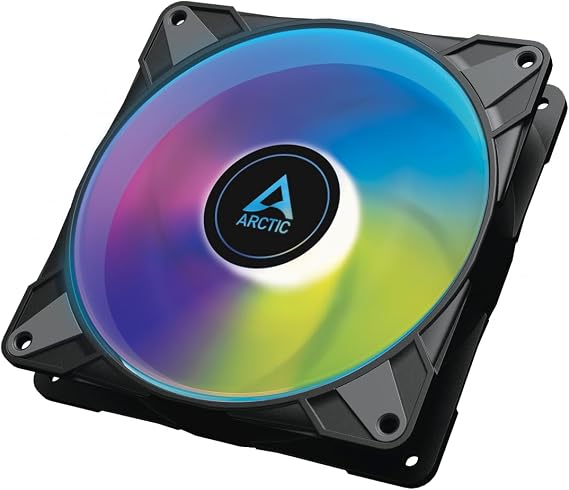 ARCTIC P14 PWM PST A-RGB - PC fanı, 140 mm PWM PST kasa fanı, statik basınç için optimize edilmiştir, yarı pasif: 200-1900 RPM (0 RPM <5%), 5V 3 pin ARGB-LED, tek fan - siyah