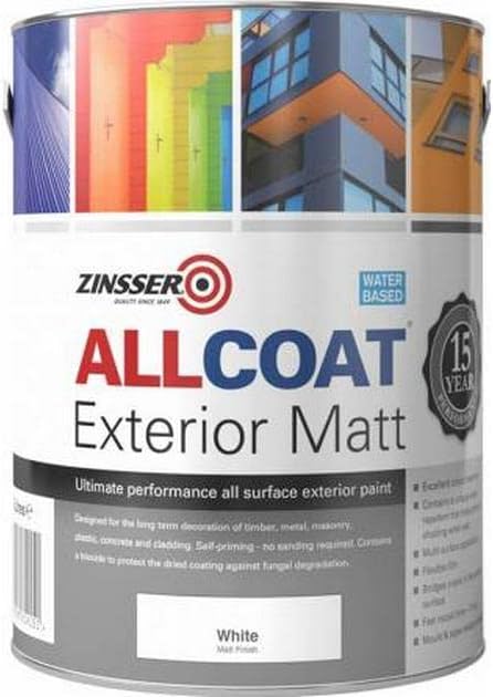 Zinsser Allcoat Exterior WB (Matt Finish) 5lt White