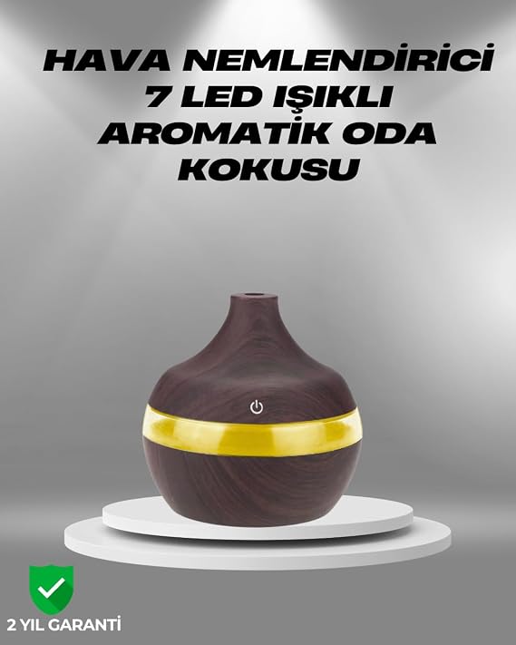 Aromaterapi Uyumlu 300 ml LED Işıklı Oda Kokusu Difüzörü