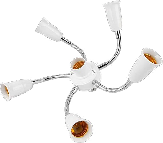 E27 to E27 Splitter 3 in 1/4 in /5 in /6 in 360 Degree LED Bulbs Adjustable Rotatable Light Converter Socket Adjustable Light Bulb Socket Splitter [Energy Class A++]