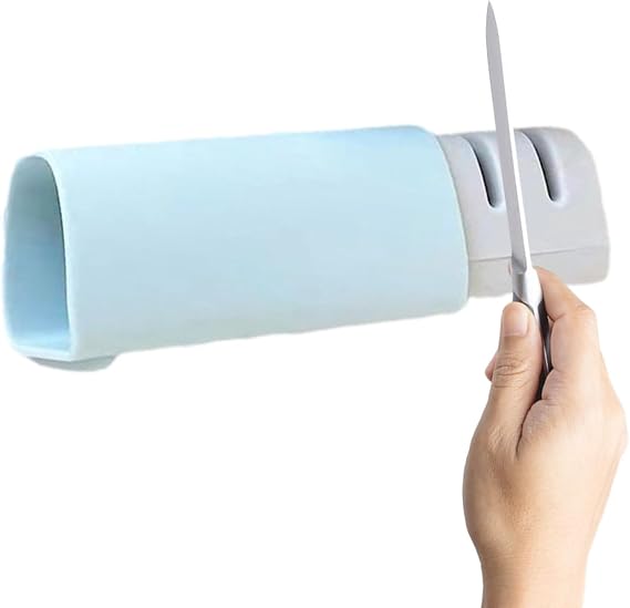 Kitchen Sharpener, Retractable Cutlery Tool, 2-Stage Sharpening System, Non-Slip Base Grip, Compact Space-Saving Design, 6.89x1.77 Inches, Ideal for Food Prep and Maintenance