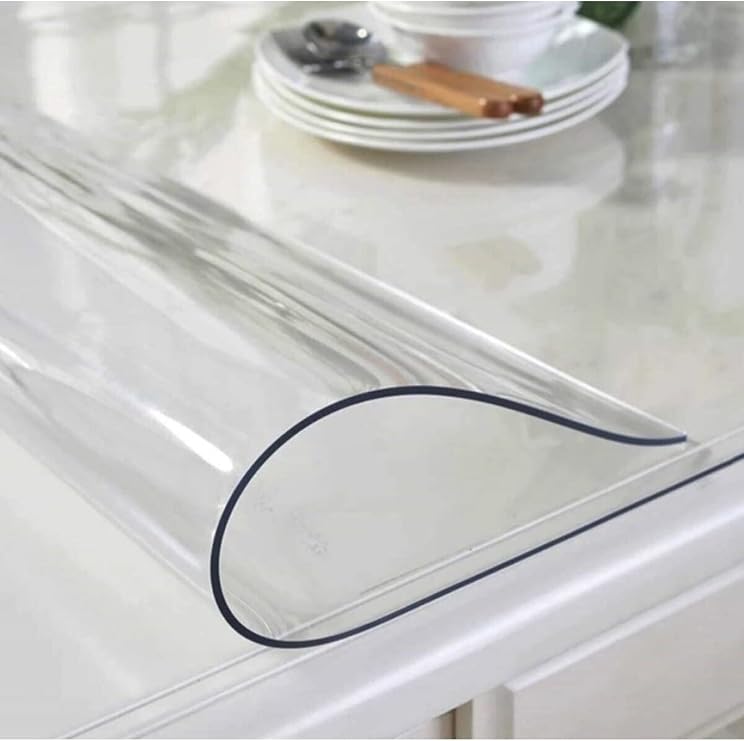 ŞEFFAF MASA ÖRTÜSÜ 1,7 mm 80 cm x 160 cm Kalın Pvc Kaymaz Masa Örtüsü Koruyucu YÜZ ALTMI